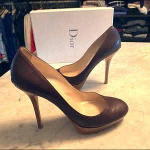 Dior Brown Pebbled Leather Heels - Gorgeous!